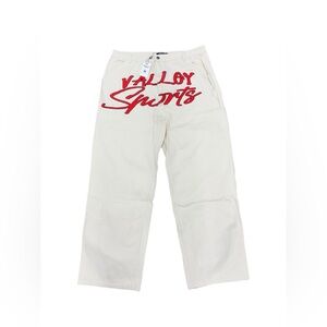 NWT Vale Forever White symbol denim mens jeans wide leg oversized designer red